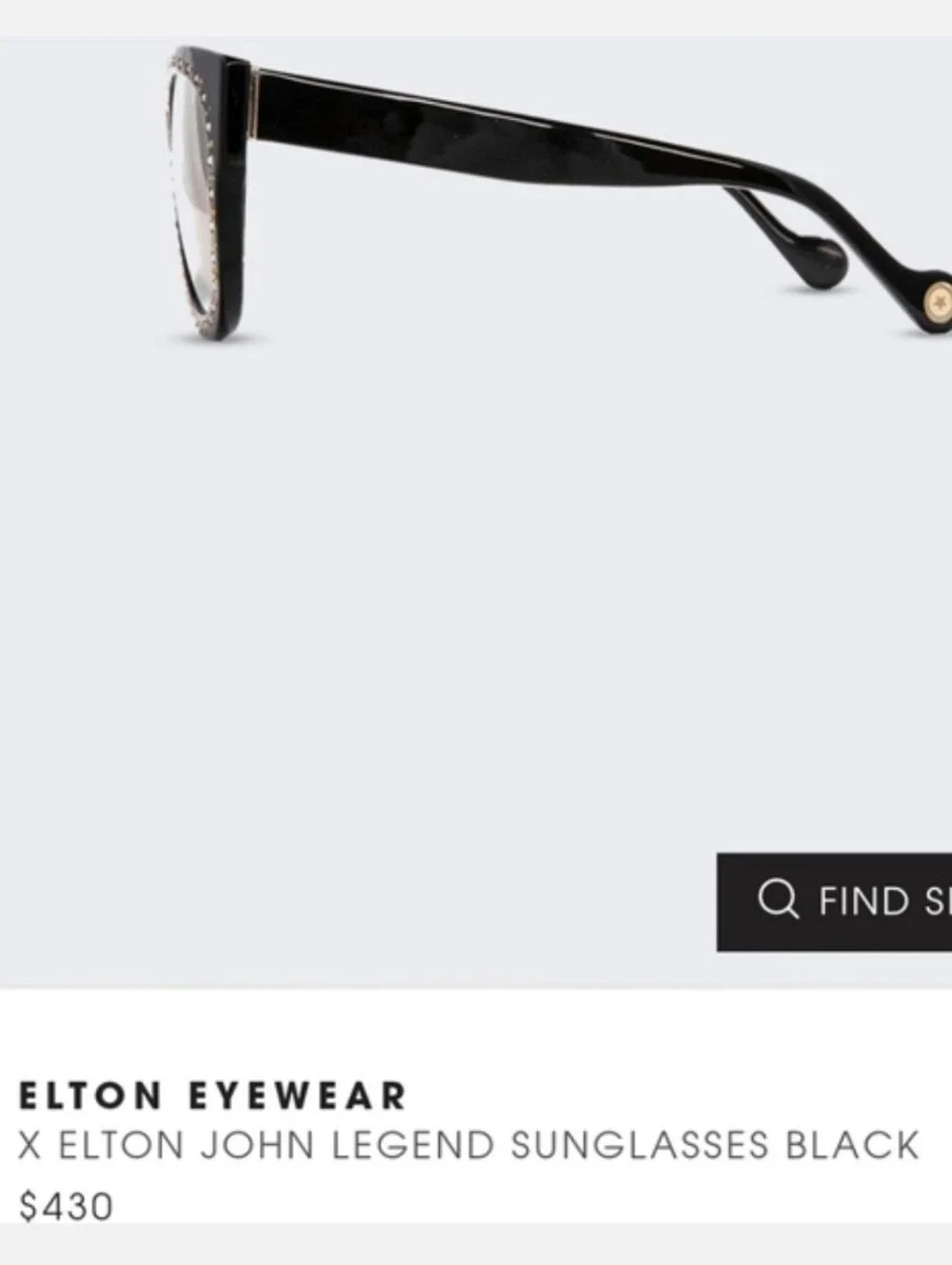 Elton John Legend Black Studded Oversized  Sunglasses